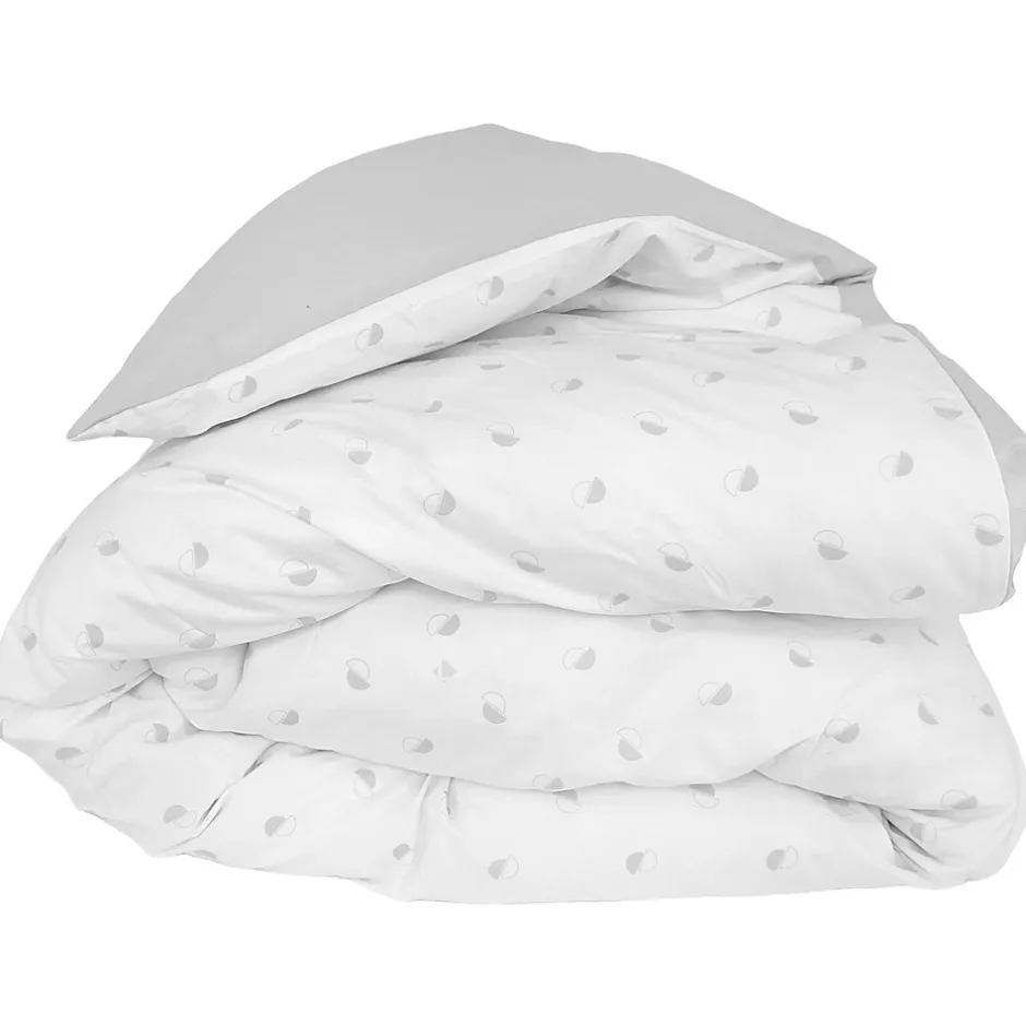 Linnea Housse de couette 140x200 cm percale coton ALEX gris Nuage Sale