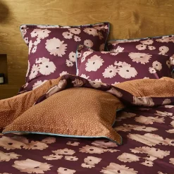 Linnea Housse de couette 140x200 cm satin de coton COUP DE FOUDRE Prune/caramel Best
