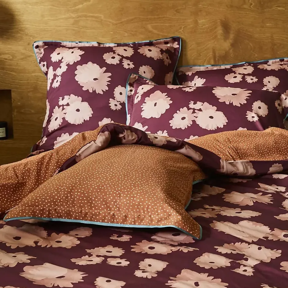 Linnea Housse de couette 140x200 cm satin de coton COUP DE FOUDRE Prune/caramel Best