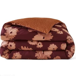Linnea Housse de couette 140x200 cm satin de coton COUP DE FOUDRE Prune/caramel Best