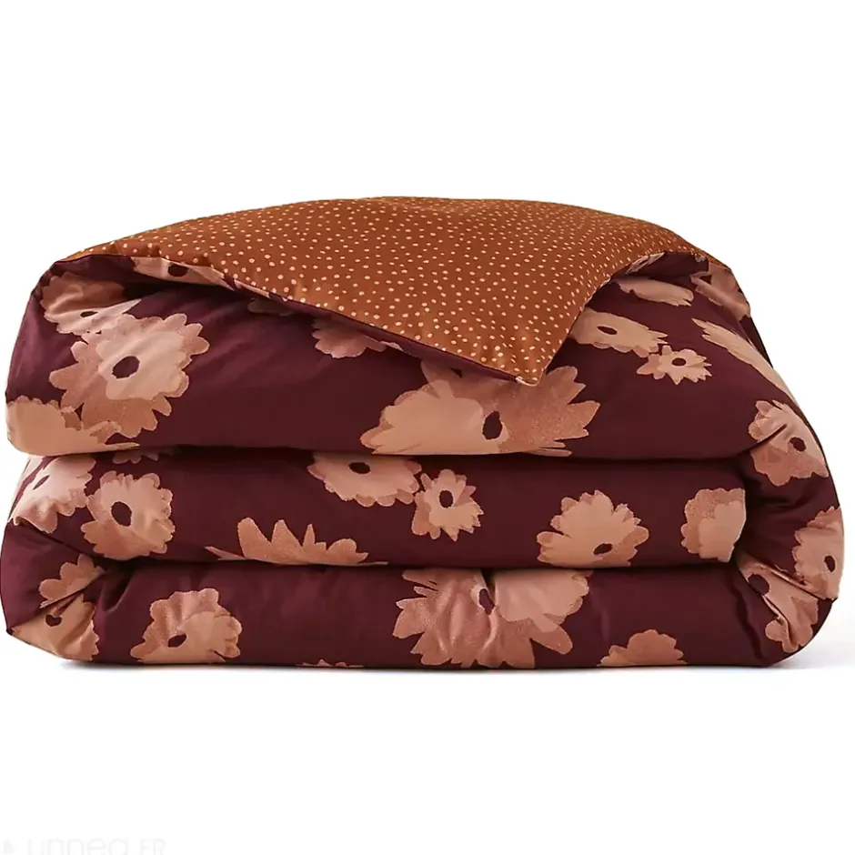 Linnea Housse de couette 140x200 cm satin de coton COUP DE FOUDRE Prune/caramel Best