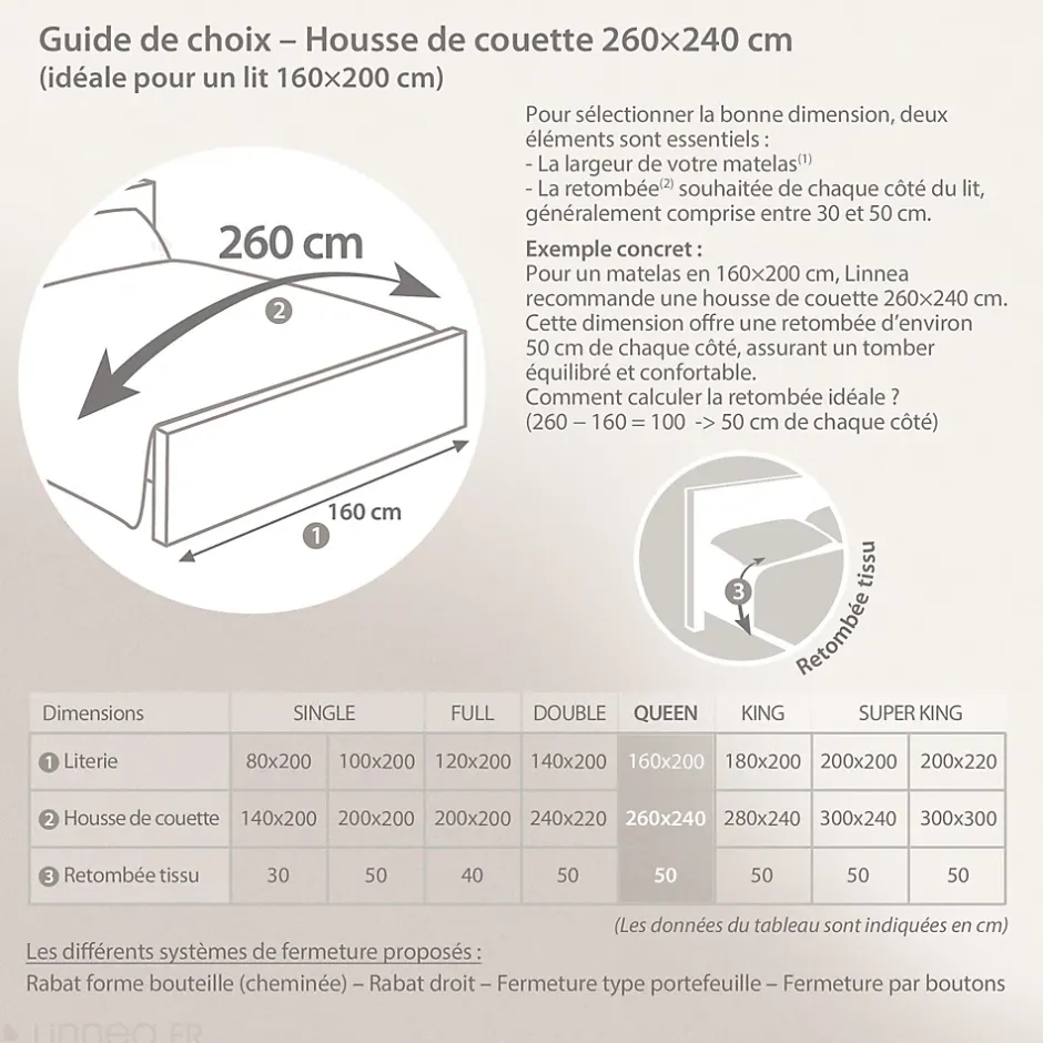 Linnea Housse de couette 260x240 cm satin de coton ENZO noir Discount