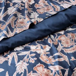 Linnea Housse de couette 260x240 cm satin de coton BOTANIC bleu Nuit Hot
