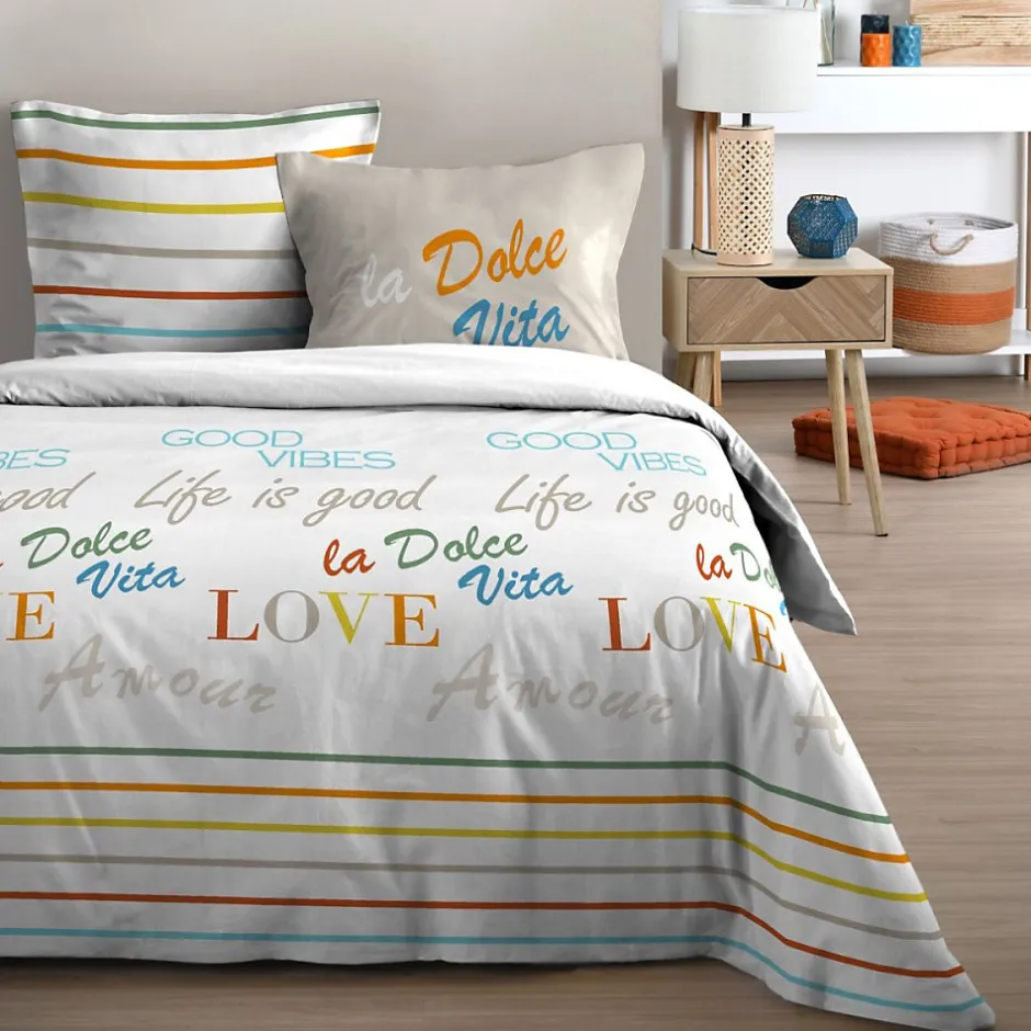 STOF Housse de couette 240x220 DOLCE VITA + 2 taies coton 57 fils Best