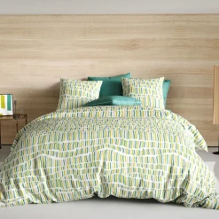Atelier Du Coton Housse de couette 240x220 Flava green + 2 taies coton 57 fils