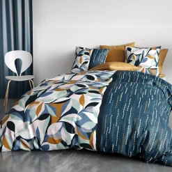 Atelier Du Coton Housse de couette 240x220 FLORIS + 2 taies coton 57 fils Best