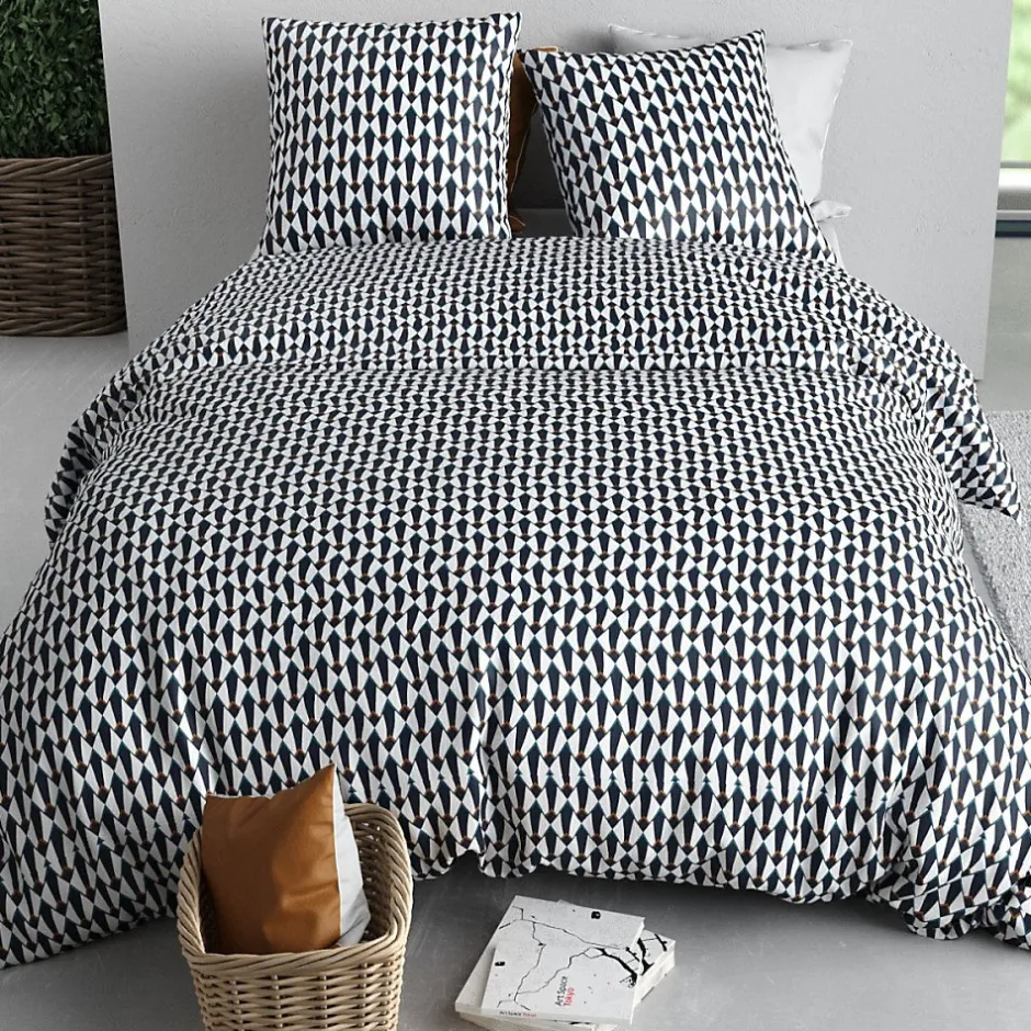 Atelier Du Coton Housse de couette 260x240 GEO + 2 taies coton 57 fils Outlet