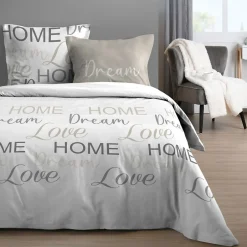 STOF Housse de couette 240x220 HOMELOVE + 2 taies coton 57 fils Hot