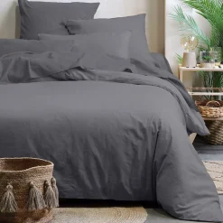 Lovely Casa Housse de couette 240x220 Horizon ardoise 100% coton bio 57 fils Online