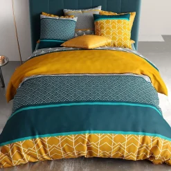 Atelier Du Coton Housse de couette 240x220 Lupin + 2 taies coton 57 fils