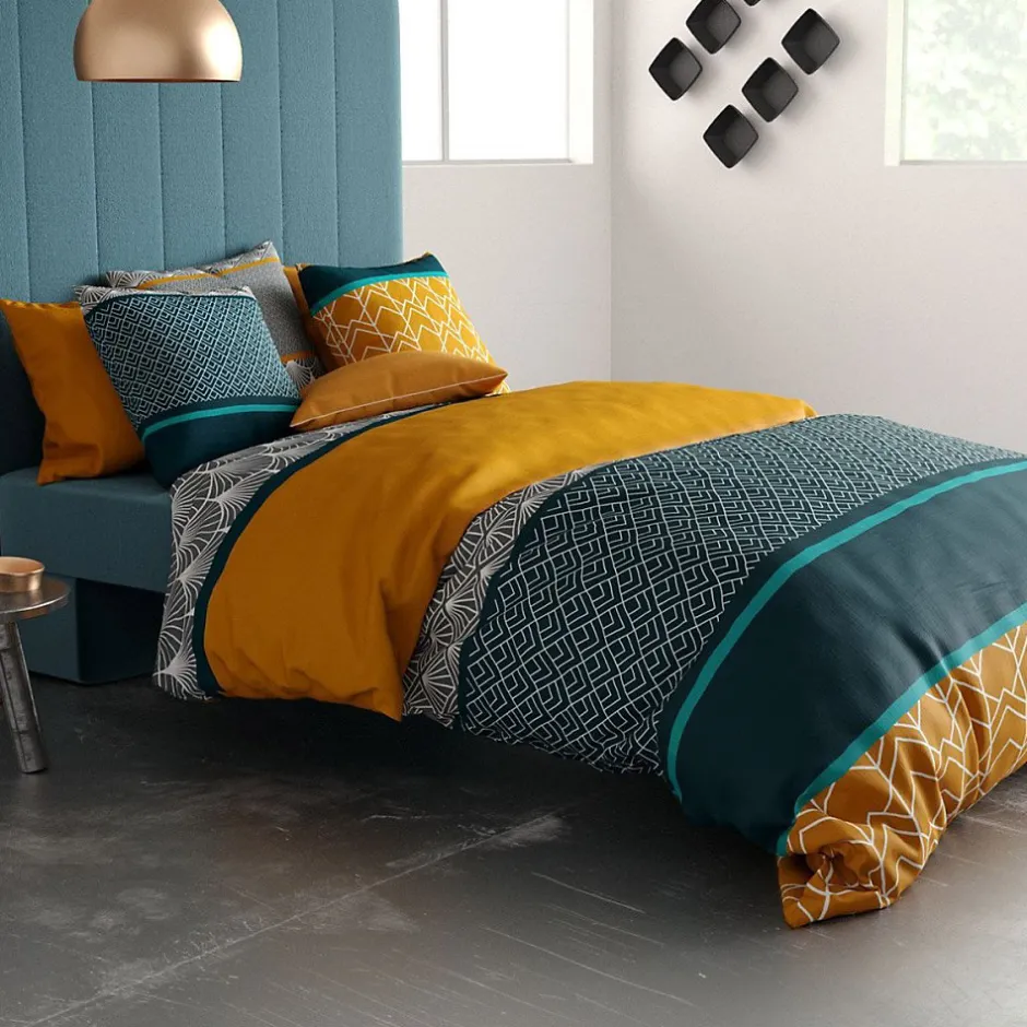 Atelier Du Coton Housse de couette 240x220 Lupin + 2 taies coton 57 fils