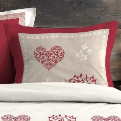 STOF Housse de couette 240x220 MODANE ROUGE + 2 taies coton 57 fils New