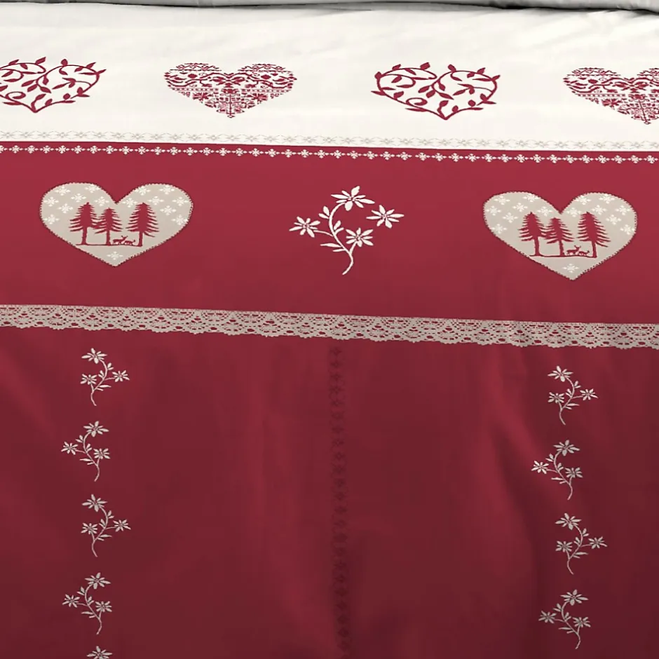 STOF Housse de couette 240x220 MODANE ROUGE + 2 taies coton 57 fils New