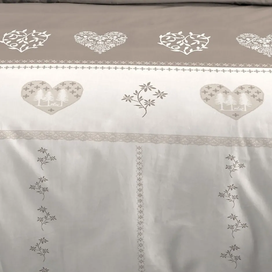 STOF Housse de couette 260x240 MODANE NATUREL + 2 taies coton 57 fils