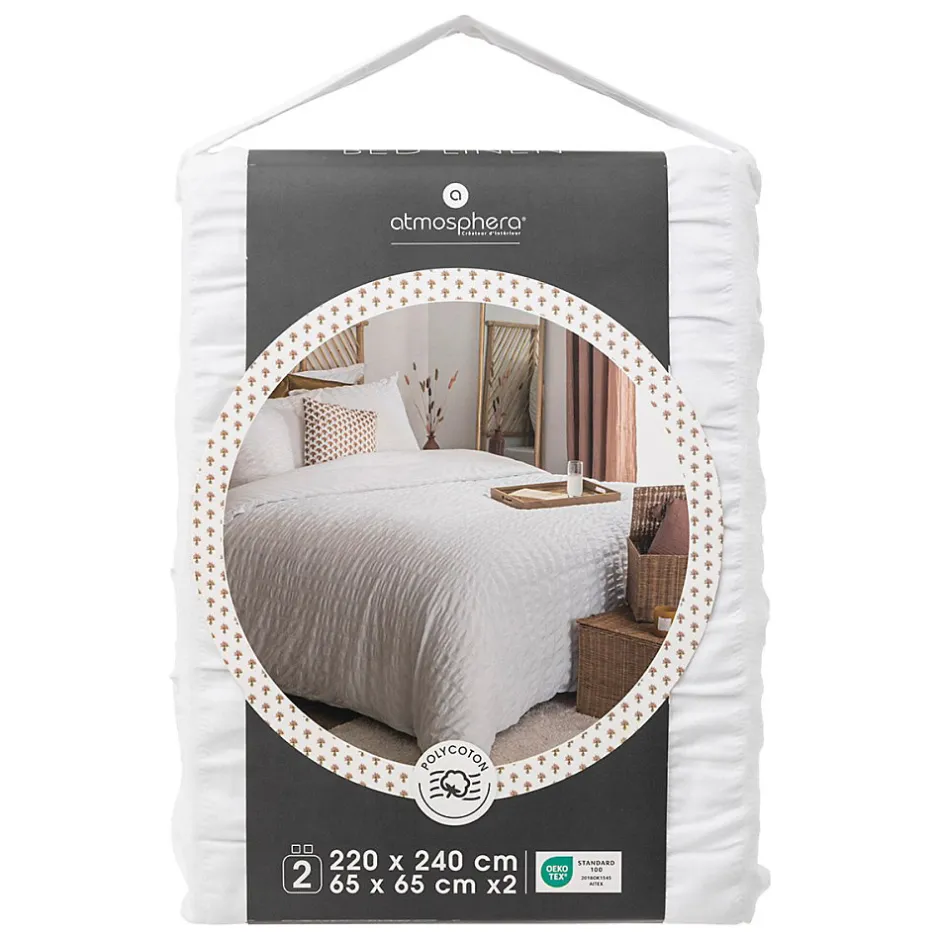 Atmosphera Créateur D'Intérieur Housse de couette 240x220 Seersuck + 2 taies polycoton