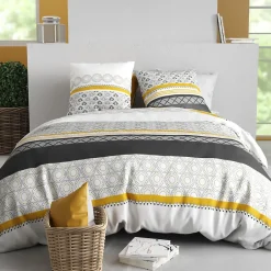 Atelier Du Coton Housse de couette 260x240 SPIRA + 2 taies coton 57 fils New