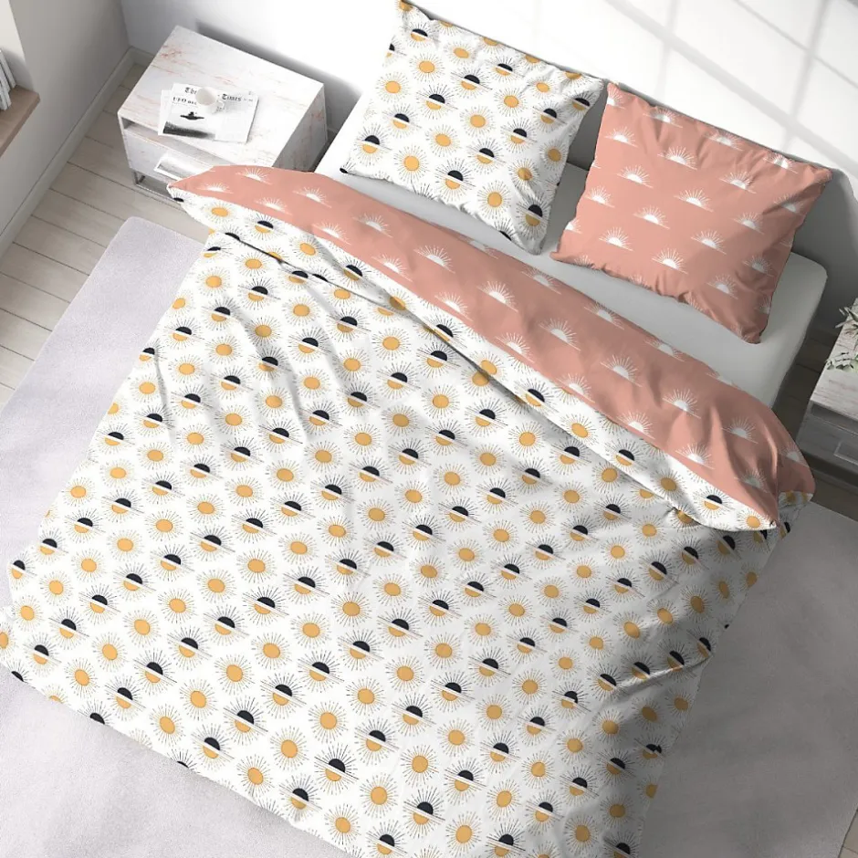 Cote Deco Housse de couette 260x240 TERRAMEA + 2 taies 100% coton adouci 57 fils/cm2 Hot