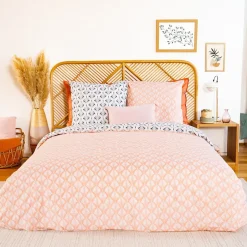 Cote Deco Housse de couette 200x200 VOLEA + 2 taies 100% coton adouci 57 fils/cm2 Best