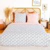 Cote Deco Housse de couette 240x220 VOLEA + 2 taies 100% coton adouci 57 fils/cm2