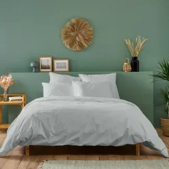 Bleu Calin Housse de couette 240x260cm Parure Gris Clair COTON