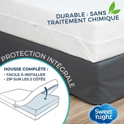 Sweetnight Housse intégrale matelas imperméable - Anti-Punaise de lit et Anti-acariens - Sans traitement chimique - Ep. jusqu'à 12 cm