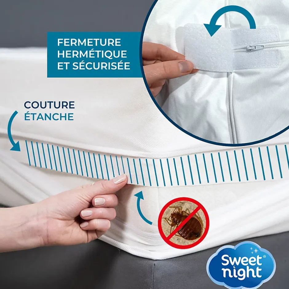 Sweetnight Housse intégrale matelas imperméable - Anti-Punaise de lit et Anti-acariens - Sans traitement chimique - Ep. jusqu'à 30 cm Clearance