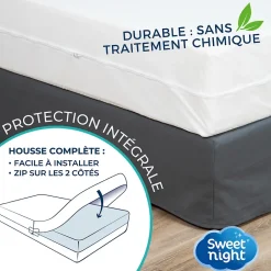 Sweetnight Housse intégrale matelas imperméable - Anti-Punaise de lit et Anti-acariens - Sans traitement chimique - Ep. jusqu'à 30 cm