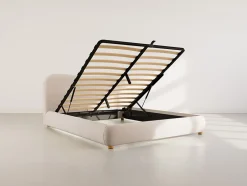 Best Mobilier Hugo - lit coffre - 160x200 cm - en velours texturé - Online