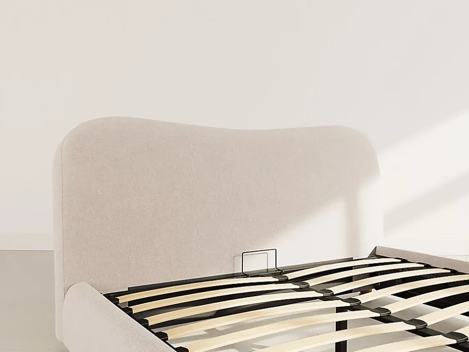 Best Mobilier Hugo - lit coffre - 160x200 cm - en velours texturé - Online