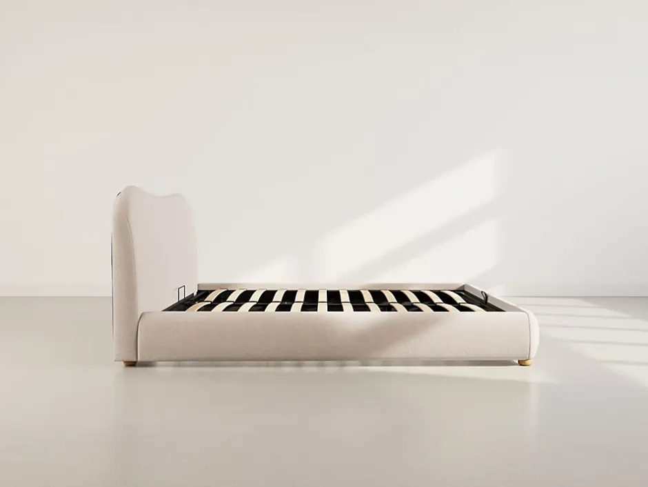 Best Mobilier Hugo - lit coffre - 160x200 cm - en velours texturé - Online
