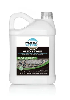 Protect stone Hydrofuge Travertin & Terrasse - Imperméabilisant Oléofuge Pierre Naturelle, Béton Protection Longue Durée Int/Ext 5L (100m²)