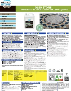 Protect stone Hydrofuge Travertin & Terrasse - Imperméabilisant Oléofuge Pierre Naturelle, Béton Protection Longue Durée Int/Ext 5L (100m²)