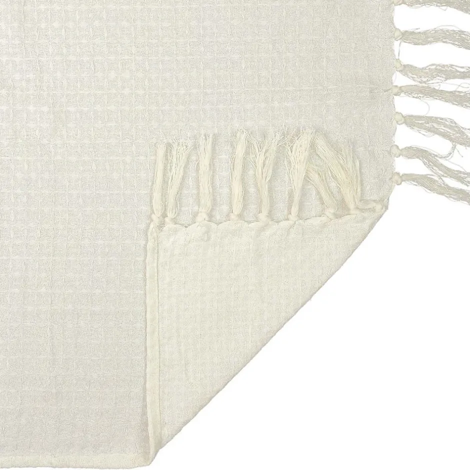 The Home Deco Factory Jeté de canapé en coton gaufré 170x250 cm Ivoire Sale