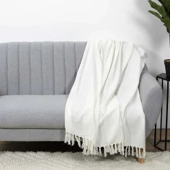 The Home Deco Factory Jeté de canapé gaufré en coton 130x160 cm