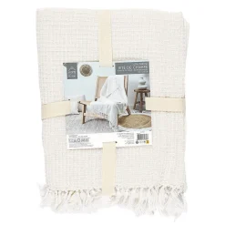 The Home Deco Factory Jeté de canapé gaufré en coton 130x160 cm