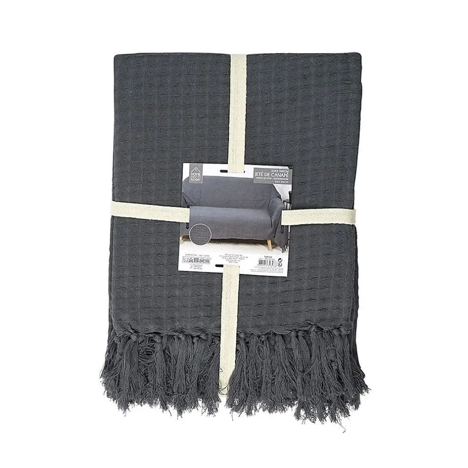 The Home Deco Factory Jeté de canapé gaufré 170x250 cm anthracite