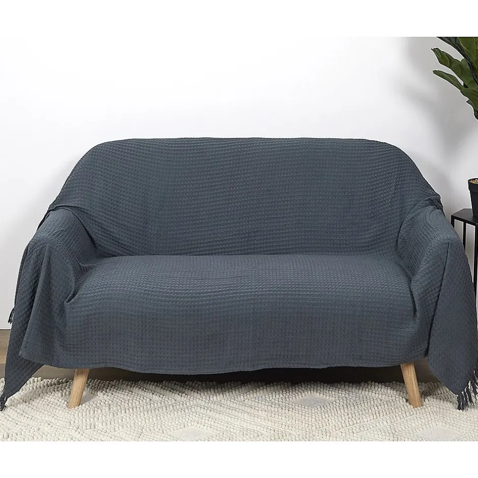 The Home Deco Factory Jeté de canapé gaufré 170x250 cm anthracite
