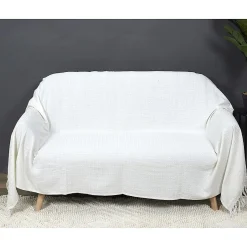The Home Deco Factory Jeté de canapé gaufré 170x250 cm ivoire
