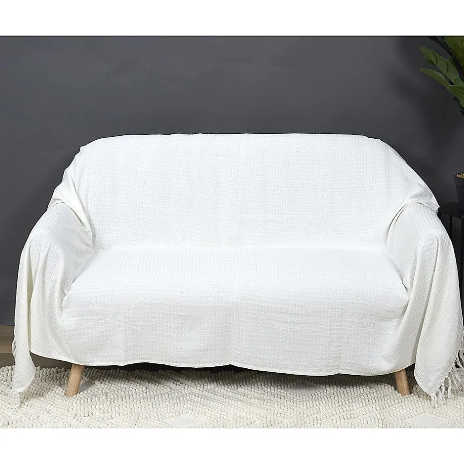 The Home Deco Factory Jeté de canapé gaufré 170x250 cm ivoire