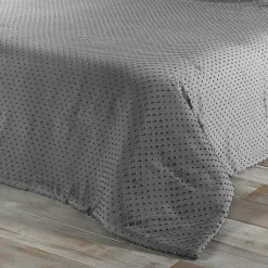 Linder Jeté de lit à petits pompons (180x240 cm - Gris clair)