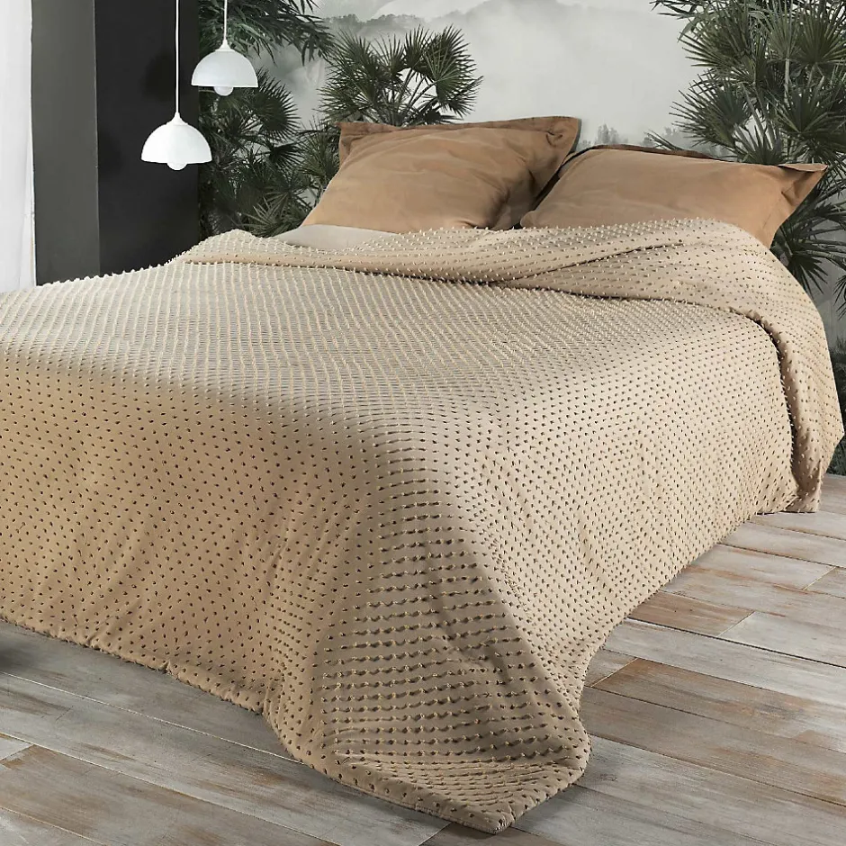 Linder Jeté de lit à petits pompons (250x260 cm - Beige) Outlet