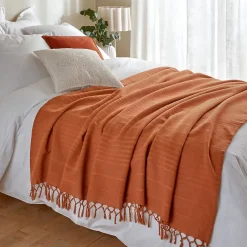 Atmosphera Créateur D'Intérieur Jeté de lit Anjali 220x160 terracotta en coton - Atmosphera Sale