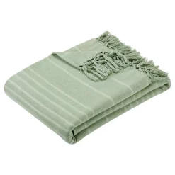 Atmosphera Créateur D'Intérieur Jeté de lit Anjali 220x160 vert céladon en coton - Atmosphera