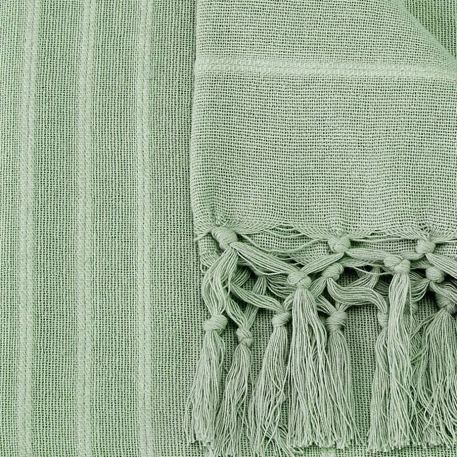 Atmosphera Créateur D'Intérieur Jeté de lit Anjali 220x160 vert céladon en coton - Atmosphera