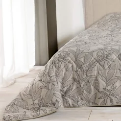 Linder Jeté de lit aux feuilles stylisées (240x260 cm - Beige)