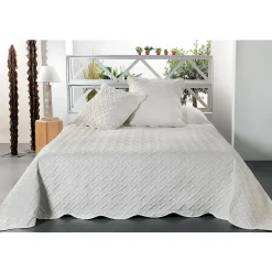 Linder Jeté de lit aux formes géométriques surpiquées (180x240 cm - Ecru) Sale