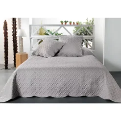 Linder Jeté de lit aux formes géométriques surpiquées (250x260 cm - Gris clair) Outlet