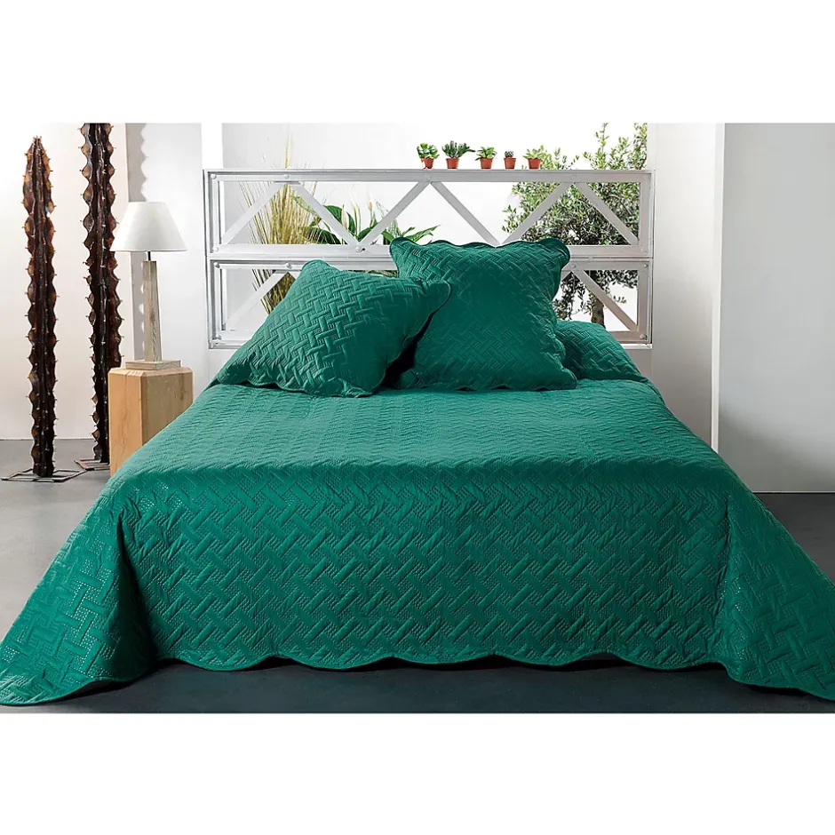 Linder Jeté de lit aux formes géométriques surpiquées (250x260 cm - Vert) New