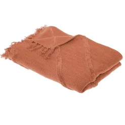 Atmosphera Créateur D'Intérieur Jeté de lit Inca en coton tufté - terracotta 130x180 cm - Atmosphera Outlet
