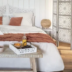 Atmosphera Créateur D'Intérieur Jeté de lit Inca en coton tufté - terracotta 130x180 cm - Atmosphera Outlet